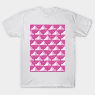 Paper Hats Pattern White Pink T-Shirt